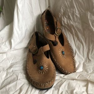 Hush Puppies turquoise mocassins